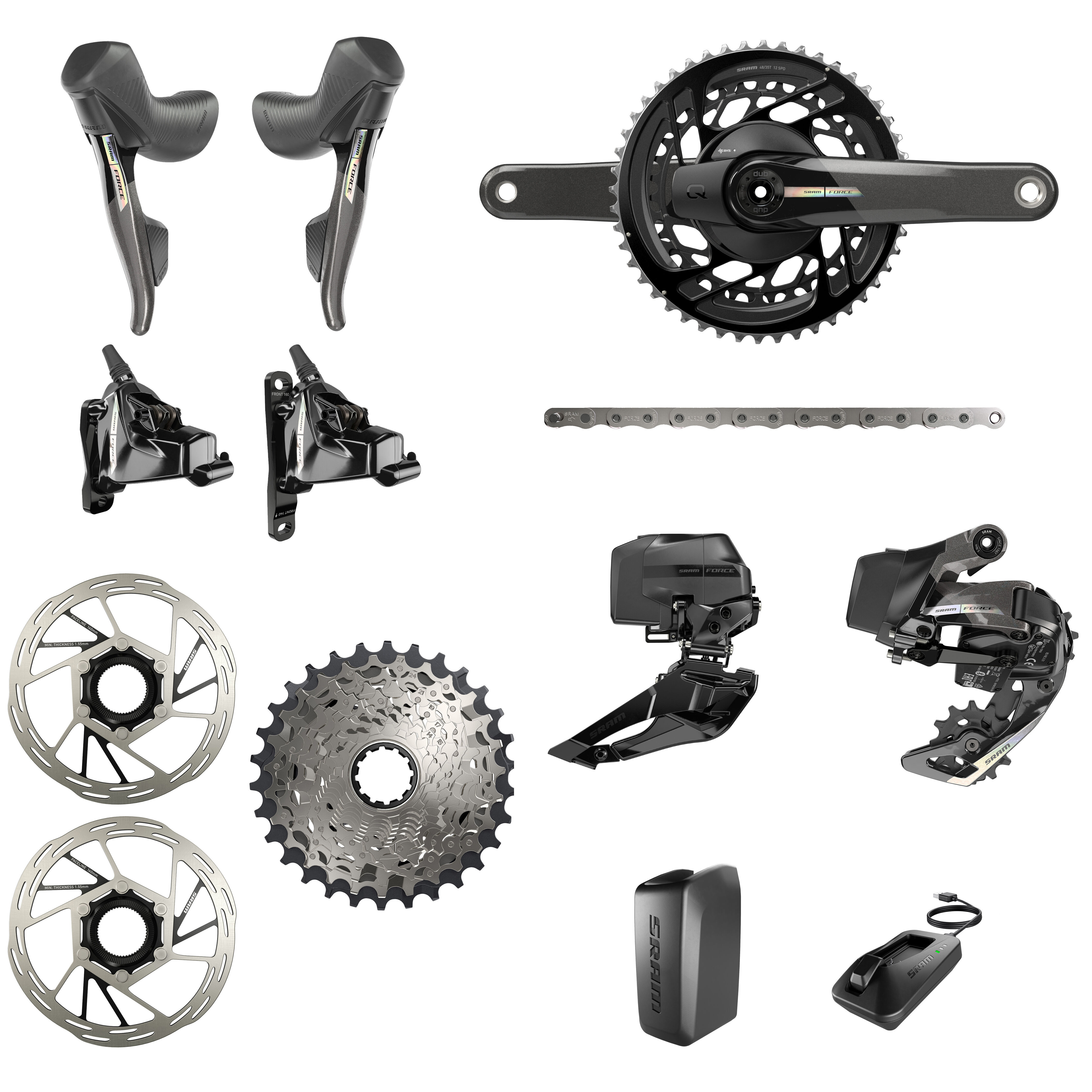 Sram Force AXS D2 Disc HRD Flat Mount 2x12S 46-33 Power Meter Group ...