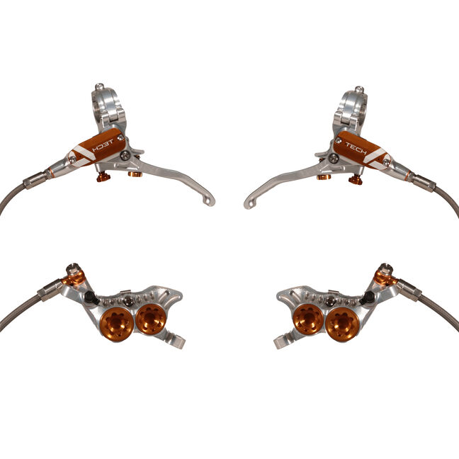 Hope Tech4 V4 Braided disc brake set silver bronze