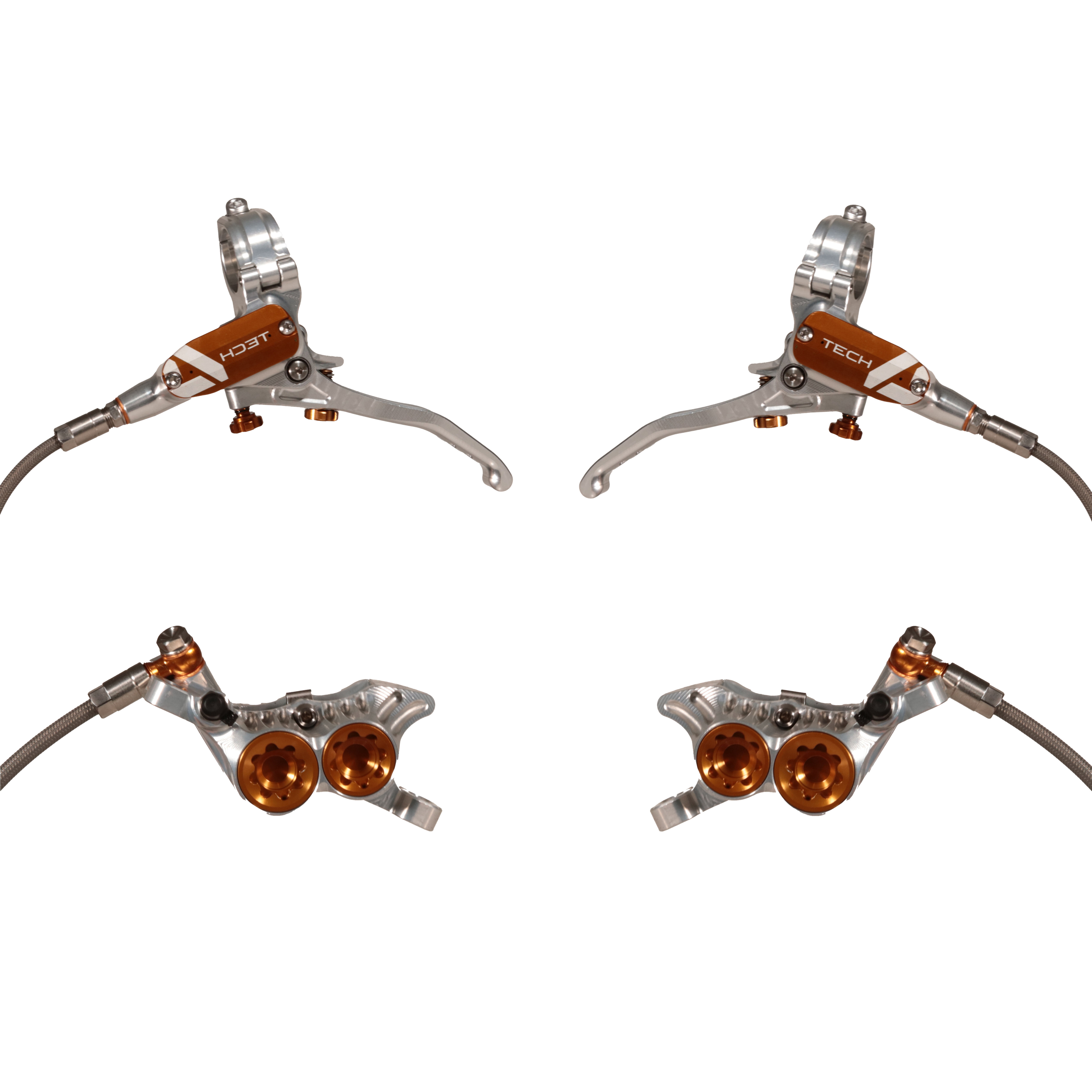 Hope Tech4 V4 Braided Scheibenbremsenset Silber-Bronze LordGun