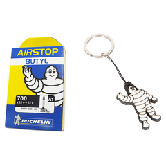 10 Michelin Airstop Butyl 700x18/25 bike tubes PACK 1 Omino Michelin key ring