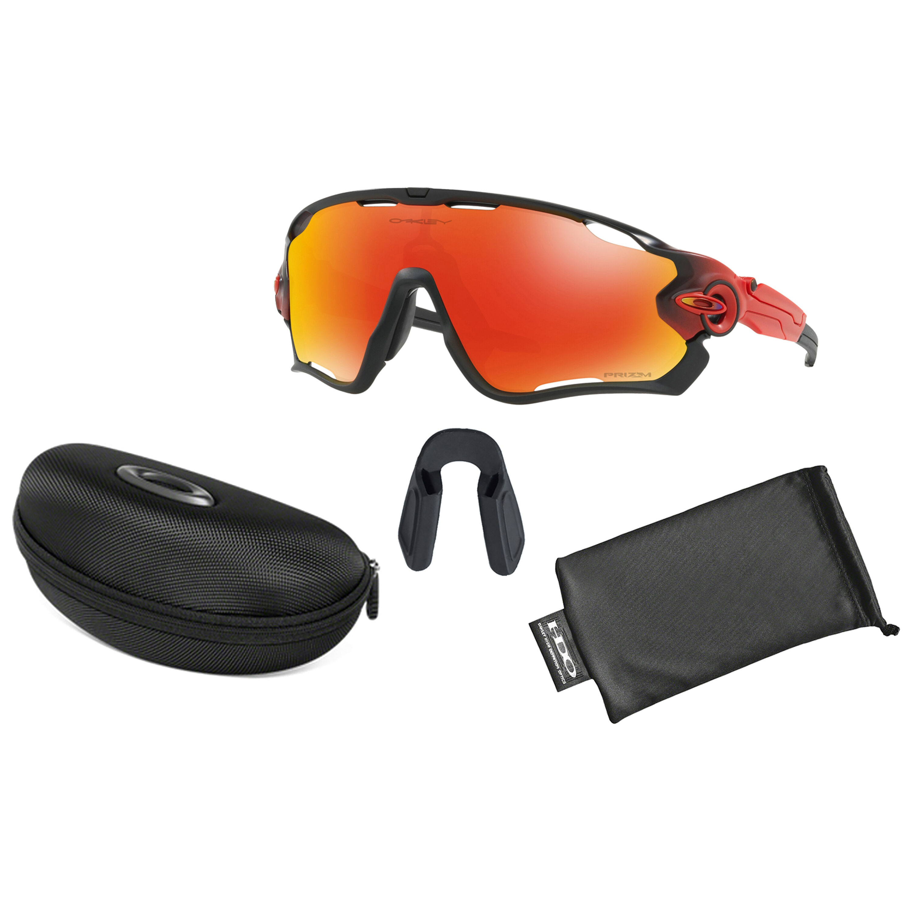 Oakley Jawbreaker Prizm Ruby Fade Collection eyewear + nose piece