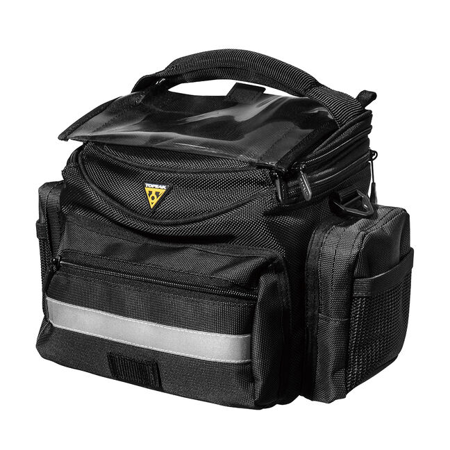 Borsa Manubrio Per Bici In Tessuto Oxford Nero - Impermeabile Con Doppia Tasca E Fissaggio A Tre Punti