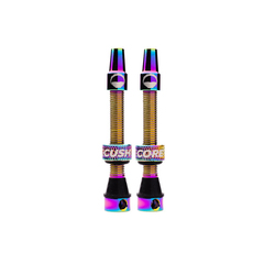 CushCore Presta Ventil-Set – Schlauchlos, 55 Mm Lang, Blau, Inkl. Kontermuttern & Ventilkappen