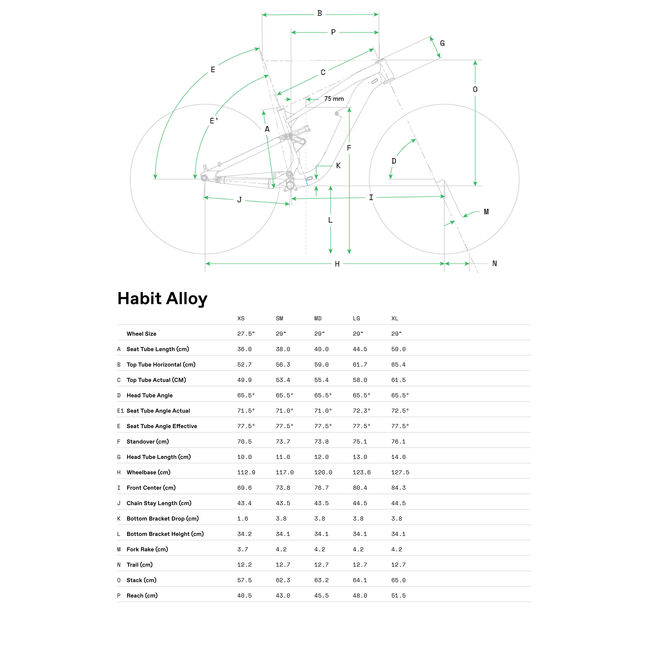 Cannondale Size Chart Bike Sizing Cannondale Trail Size Guide