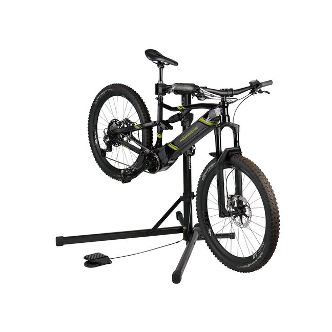 DRAGONWORKS RAID Supporto Bicicletta, cavalletto bici da terra per MTB, e- bike, gravel e bici da corsa 26–29, supporto bici stabile per garage, manutenzione e parcheggio, fino a 35 kg
