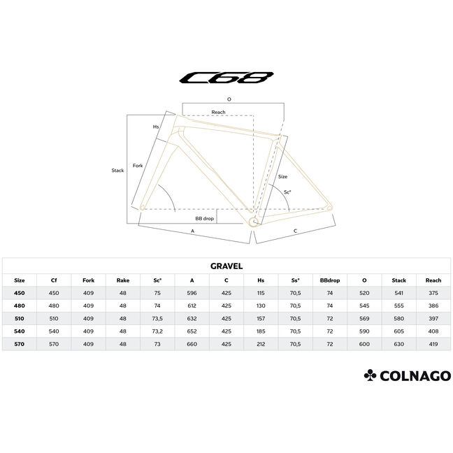 Tubo Orizzontale Misure Telaio Bici Da Corsa Sloping Colnago C68